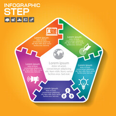 Vector circle pentagon infographic. Template for diagram, graph, presentation and chart. Business concept with five options, parts, steps or processes.