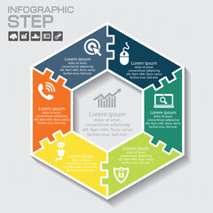 Vector infographic. Template for diagram, graph, presentation and chart. Business concept with six options, parts, steps or processes.
