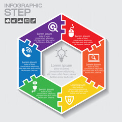 Vector infographic. Template for diagram, graph, presentation and chart. Business concept with six options, parts, steps or processes.