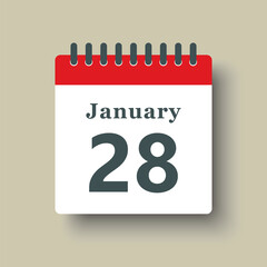 Icon day date 28 January, template calendar page