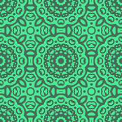 Fototapeta premium Beautiful seamless floral pattern with mandala. Seamless doodle style background. Mosaic floral pattern for design and fashion.