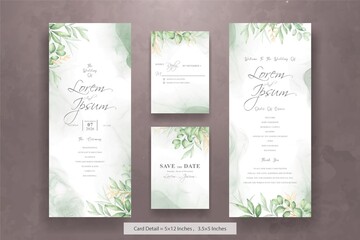 Fototapeta na wymiar Set of Elegant Wedding Invitation Cards Template with Watercolor Hand Drawn Floral