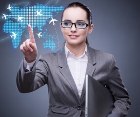 Businesswoman in air travel concept