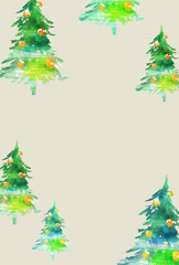 クリスマスツリー かわいい 水彩 イラスト