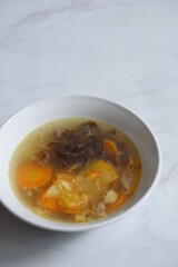 a bowl of vegetable soup