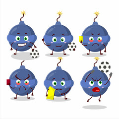 Smoke bomb firework cartoon character working as a Football referee