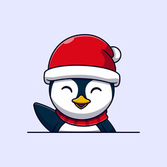cute little penguin vector illustration design waving