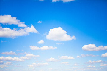  Blue sky background with tiny clouds.