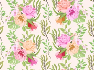 Deurstickers Floral Seamless Pattern Template Design © 3puspadesign