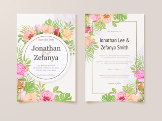 Fototapeta na wymiar Floral Wedding Invitation Card Template Design