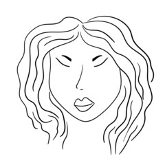 Woman silhouette art line face. Elegant female figure, beauty girl. Line art style. Trendy vector illustration isolated on white background. Contour graphics for design