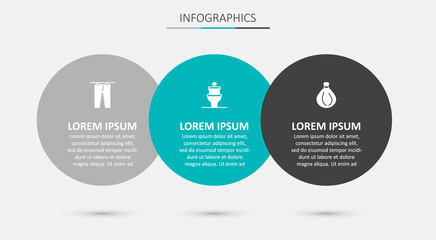 Set Toilet bowl, Drying clothes and Garbage bag. Business infographic template. Vector