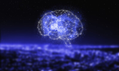 Obraz premium Digital Brain Artificial intelligence. Neural networks and other concepts of modern technologies. Virtual Reality or Artificial Intelligence technology