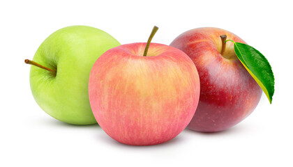 three apples isolated on white