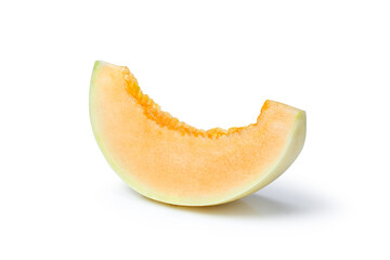 cantaloupe melon slice on white