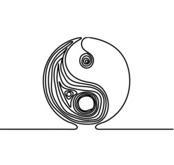 Sign of yin and yang as line drawing on the white background. Vector