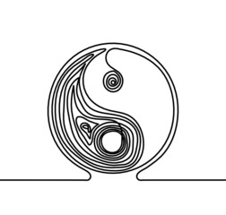 Sign of yin and yang as line drawing on the white background. Vector