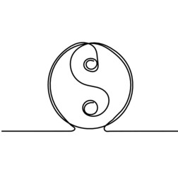 Sign of yin and yang as line drawing on the white background. Vector