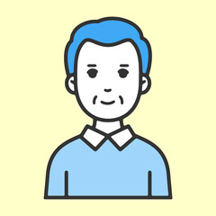 シンプルでフラットな線画のデザイン広告に使いやすいイラストのバリエーション／中年・シニア男性