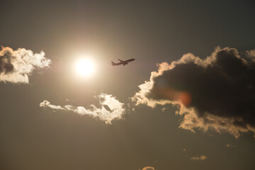 夕焼けと飛行機 Sunset and plane