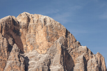 Detail of vertical Dolomites wall in Italy (Tofana di Rozes)