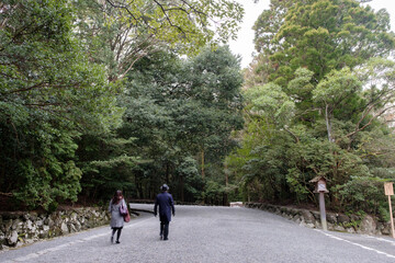 神社を歩く夫婦 A couple walking in a shrine