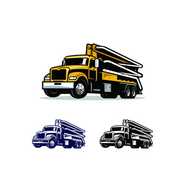 construction vehicle - concrete pump truck isolated vector