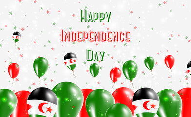 Western Sahara Independence Day Patriotic Design. Balloons in Sahrawi National Colors. Happy Independence Day Vector Greeting Card.