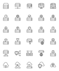 Database system line icons set