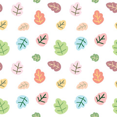 Seamless Pattern with Colorful Leaf Design on White Background