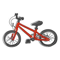 自転車、子供用自転車のベクターイラスト　赤色　レッド