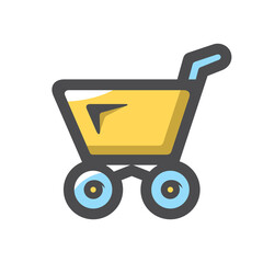 Shopping yellow Cart Vector icon Cartoon illustration
