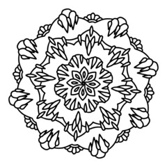 Mandala radiant starry doodle  line hand-drawn pattern coloring page book black and white art therapy relax psychology drop amazing