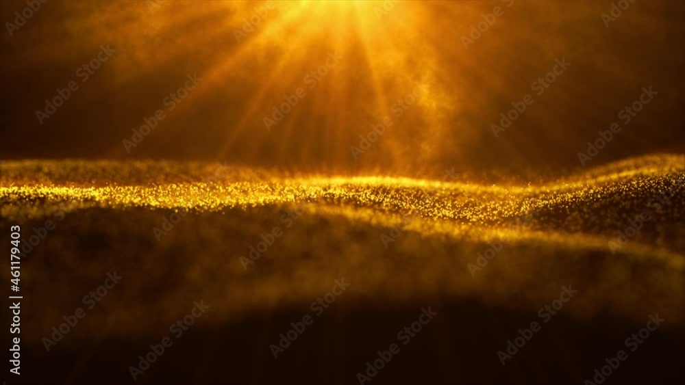 Poster digital particle wave and light abstract background, 3d rendering animation 4k