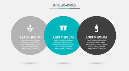 Set Water filter cartridge, and Bottle of water. Business infographic template. Vector