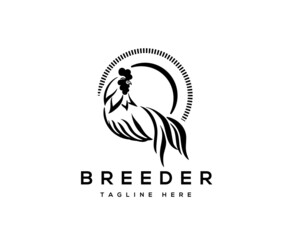 abstract circle rooster logo template illustration