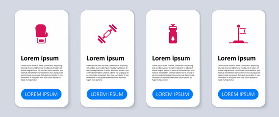 Set Flag, Fitness shaker, Dumbbell and Boxing glove. Business infographic template. Vector