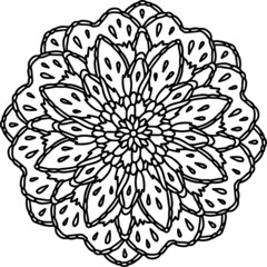 Mandala radiant starry doodle  line hand-drawn pattern coloring page book black and white art therapy relax psychology gorgeous