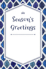 Obraz premium シーズンズグリーティングス カード テンプレート 青い葉模様