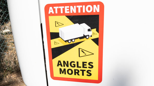 Attention Angles Morts Trucks French Rear Side Stickers Blind Spots Obligatory On All Truck Bus Van In France