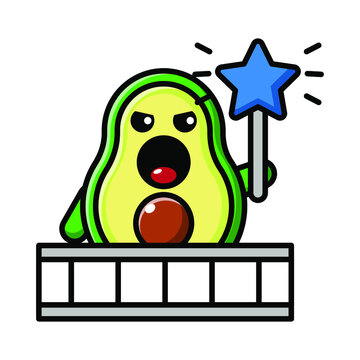 cute avocado using special effects icon illustration vector graphic