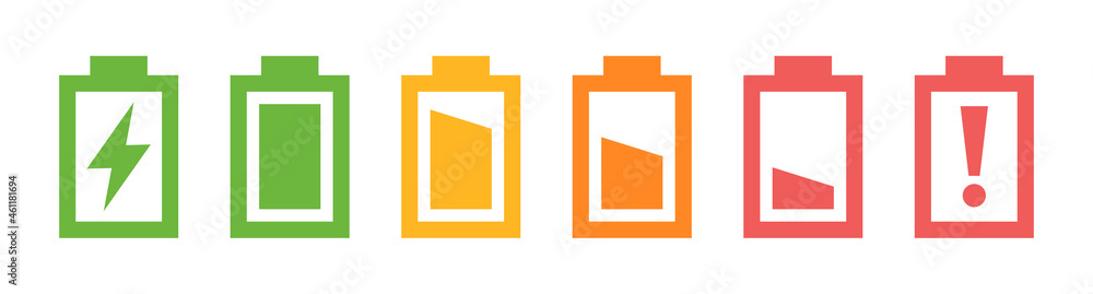 Poster Indicator of charging empty batteries and low battery power icon.
