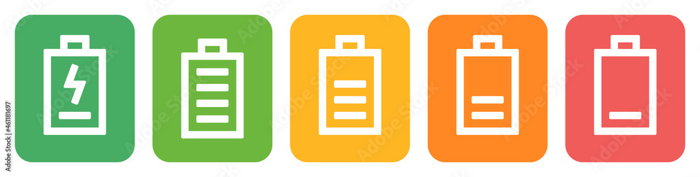 Poster Set of battery charge level indicator symbol vector.