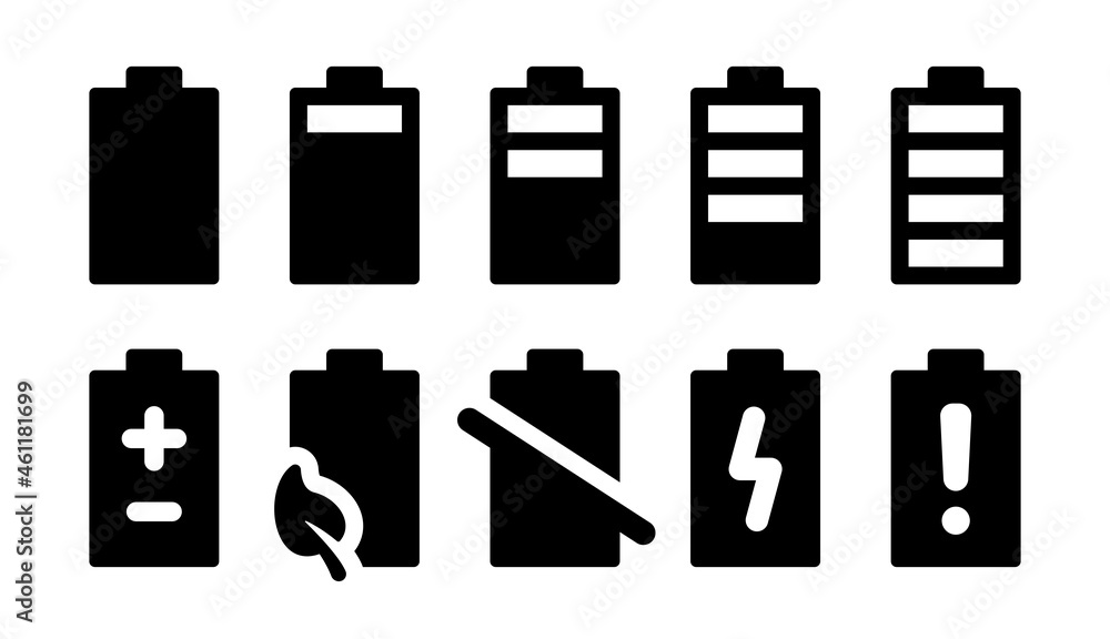 Poster battery icons set. battery charging charge indicator icon vector isolated on white background.