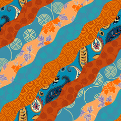 Naklejka premium Patchwork textile pattern. Seamless quilting design background.