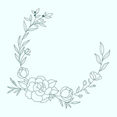 Blue botanical frame design. Leaf and floral Frame For Wedding Invitations, Greenery Clipart, Frame, Green PNG, logo and identity template.