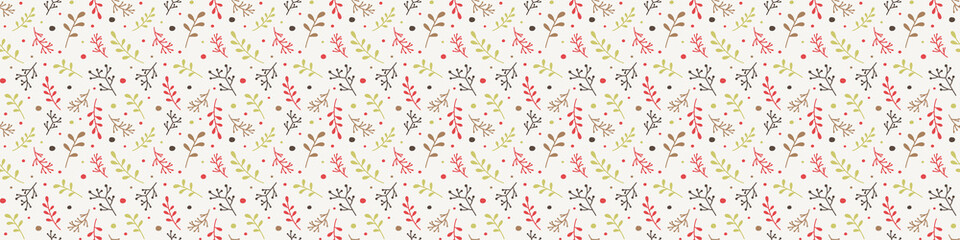 Christmas texture with Xmas branches. Panoramic header. Vector