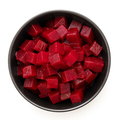 Cooked chopped beetroot.