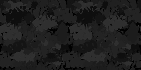 Dark Black Flat Seamless Abstract Hip Hop Street Art Graffiti Style Urban Vector Illustration Background Art