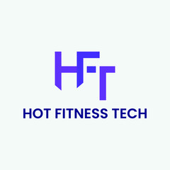 Hot Fitness, Tech logo, Monogram logo, letters, sports, vector template